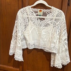 Farm Rio White Lace Top